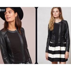 Anthropologie Elevenses black leather moto jacket 4